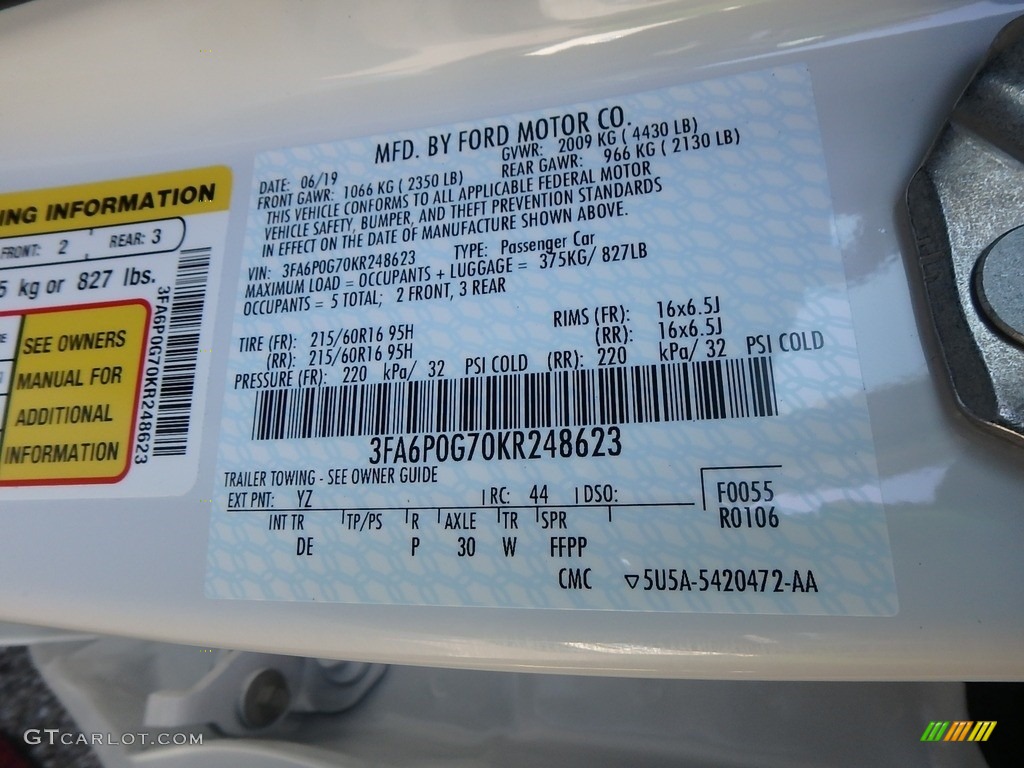 2019 Ford Fusion S Color Code Photos | GTCarLot.com