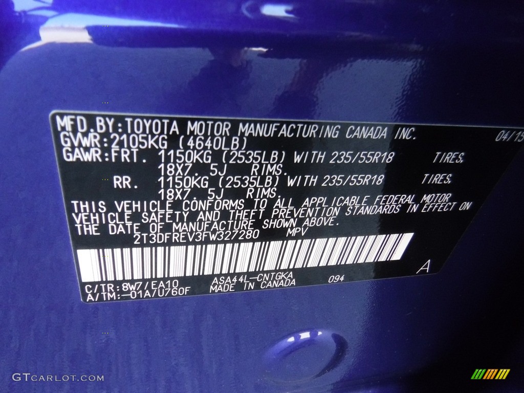 2015 RAV4 Limited AWD - Blue Crush Metallic / Black photo #29