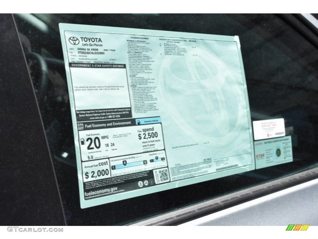 2020 Toyota Sienna SE AWD Window Sticker Photo #134220518