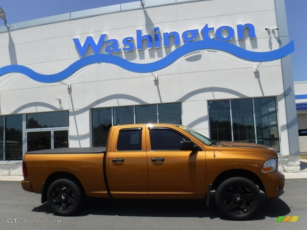 2012 Ram 1500 Express Quad Cab 4x4 - Tequila Sunrise Pearl / Dark Slate Gray/Medium Graystone photo #2