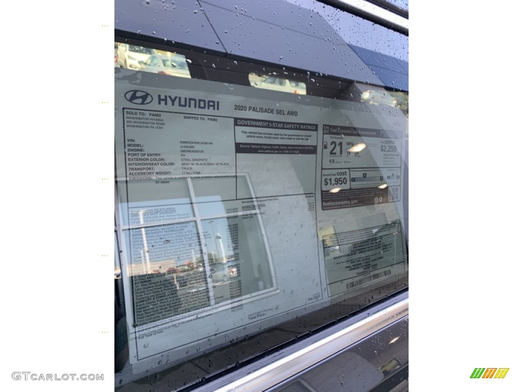 2020 Hyundai Palisade SEL AWD Window Sticker Photo #134224119