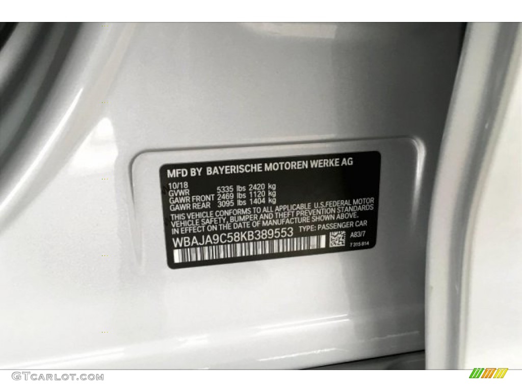 2019 5 Series 530e iPerformance Sedan - Glacier Silver Metallic / Black photo #19