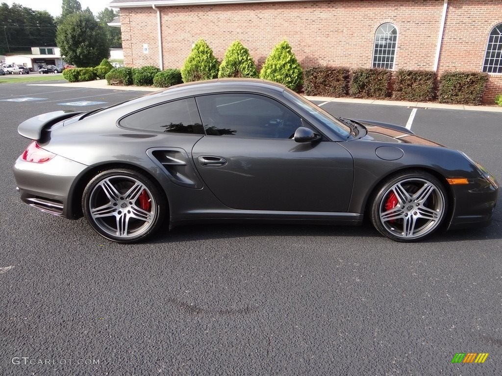 2008 911 Turbo Coupe - Slate Grey Metallic / Cocoa Brown photo #9