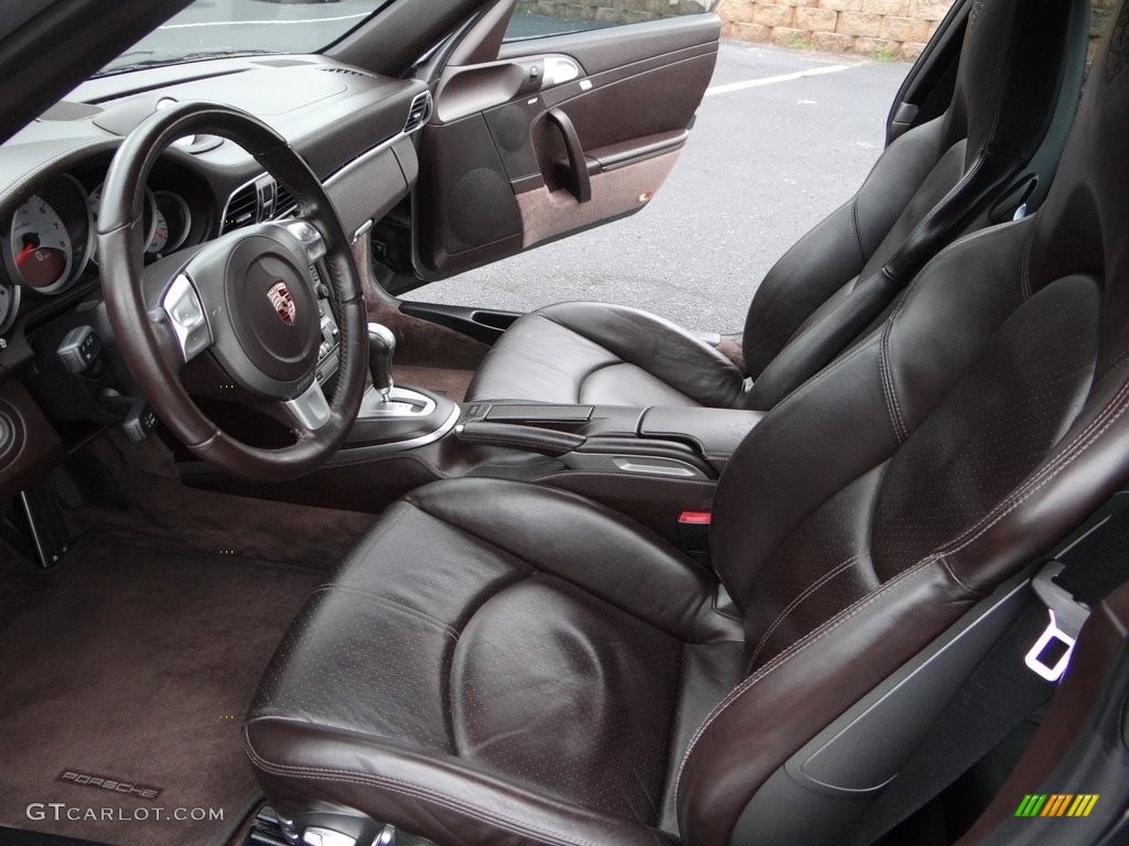 2008 911 Turbo Coupe - Slate Grey Metallic / Cocoa Brown photo #28