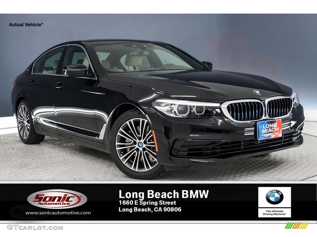 2019 5 Series 530e iPerformance Sedan - Jet Black / Canberra Beige/Black photo #1