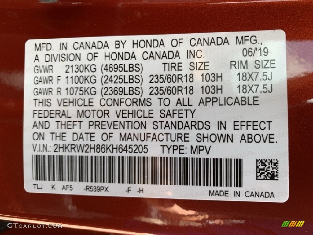 2019 CR-V EX-L AWD - Basque Red Pearl II / Ivory photo #9