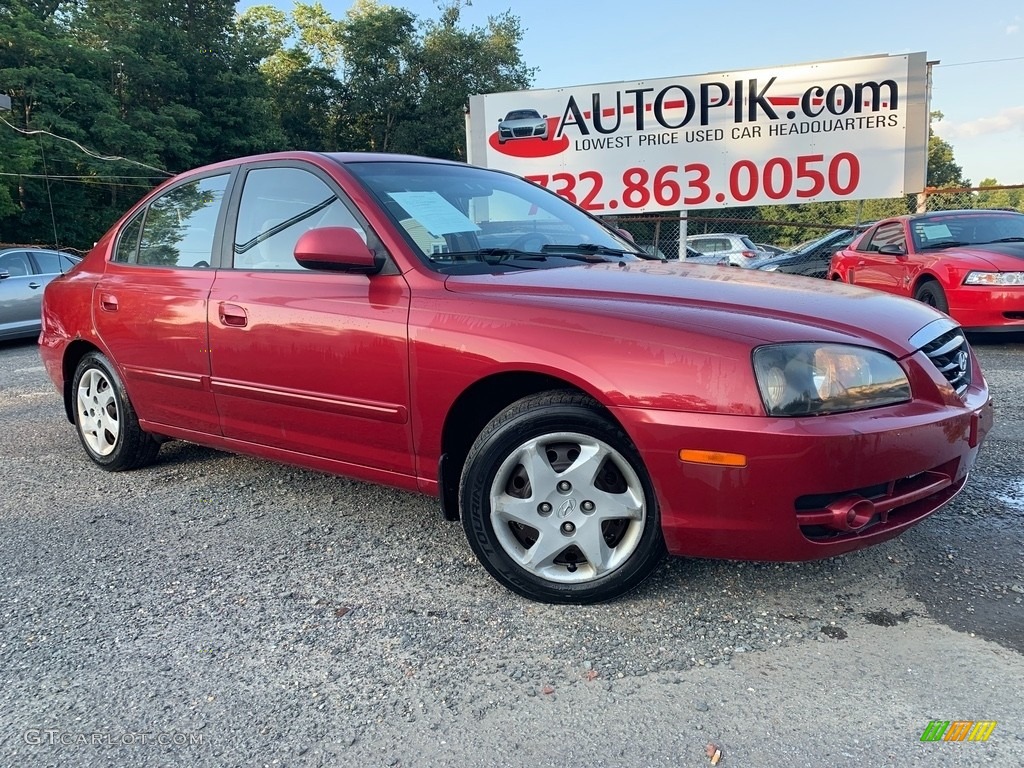 2005 Elantra GLS Sedan - Electric Red Metallic / Gray photo #1