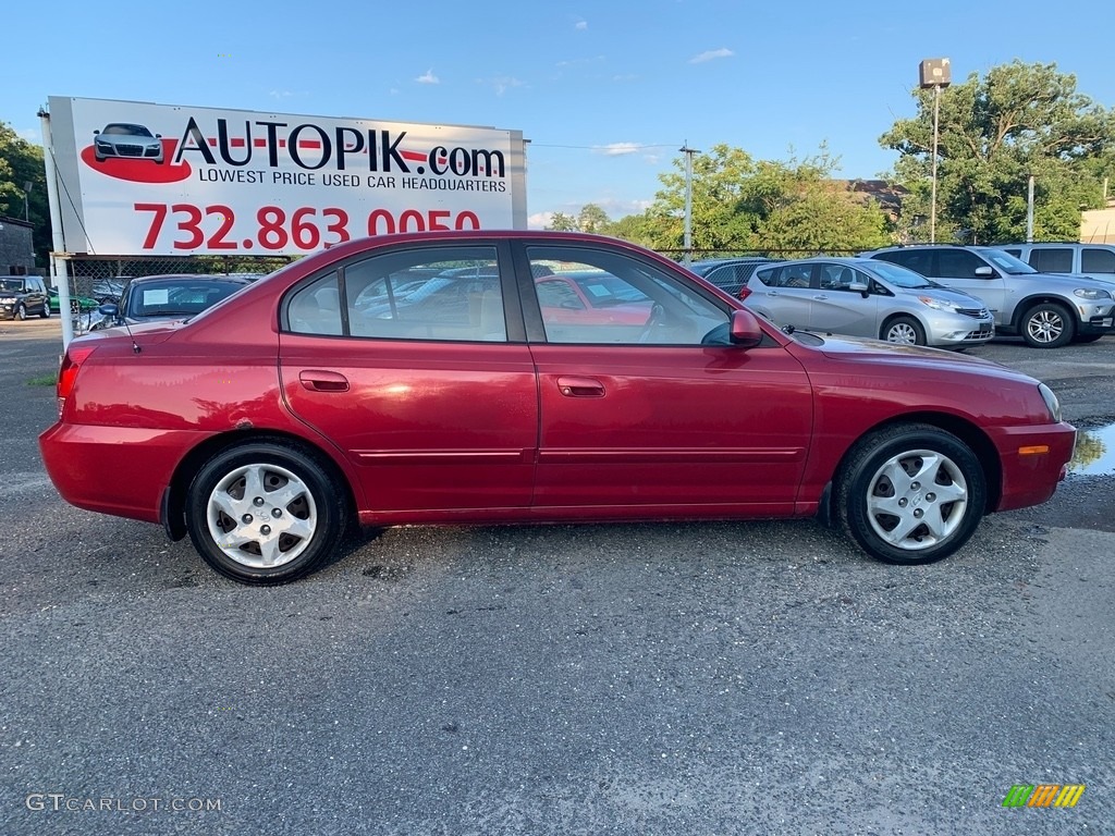 2005 Elantra GLS Sedan - Electric Red Metallic / Gray photo #2