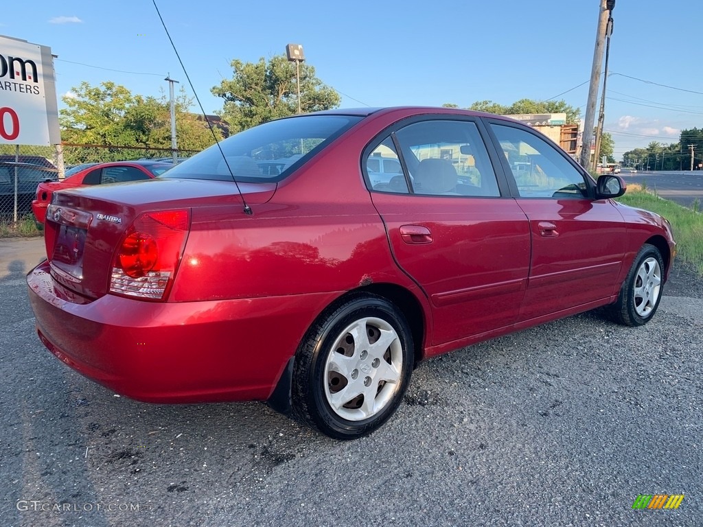 2005 Elantra GLS Sedan - Electric Red Metallic / Gray photo #3