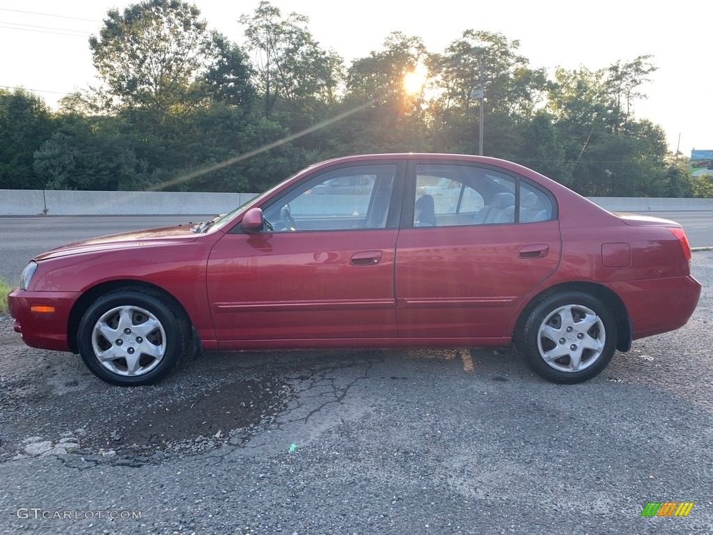 2005 Elantra GLS Sedan - Electric Red Metallic / Gray photo #6