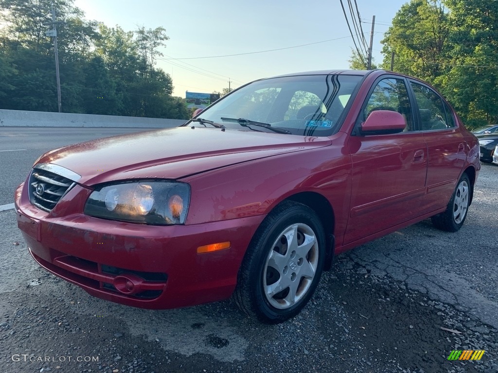 2005 Elantra GLS Sedan - Electric Red Metallic / Gray photo #7