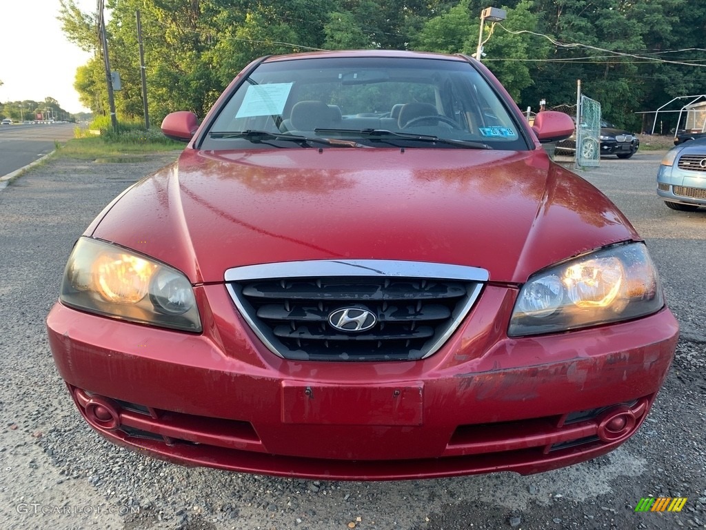 2005 Elantra GLS Sedan - Electric Red Metallic / Gray photo #8