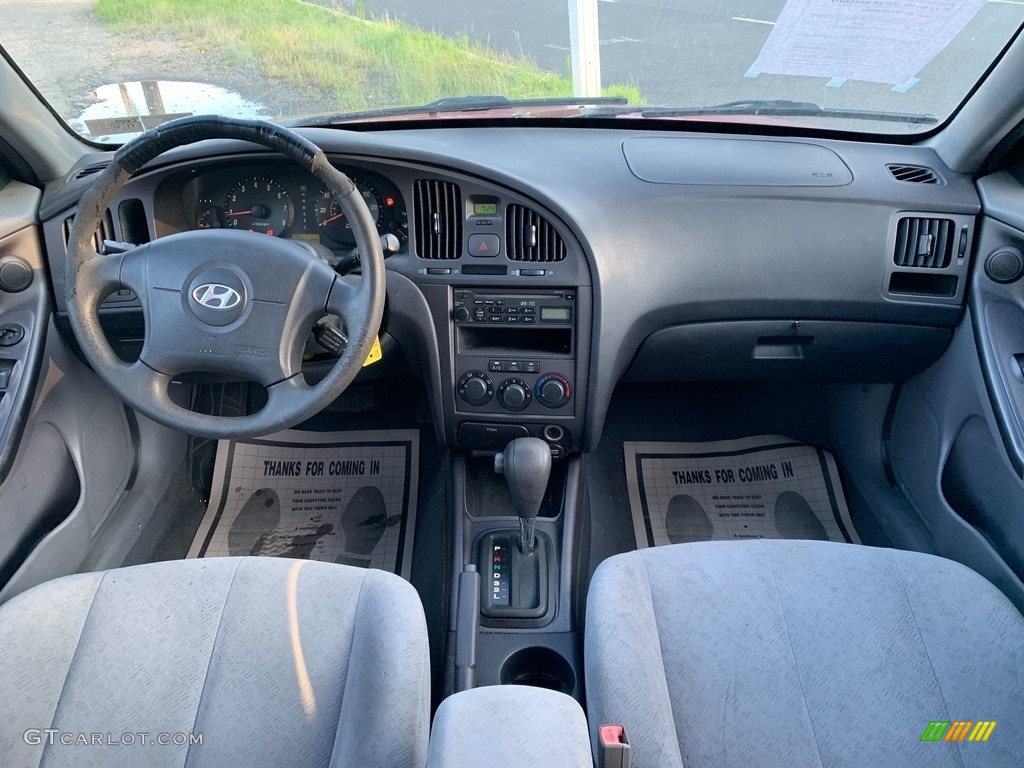 2005 Elantra GLS Sedan - Electric Red Metallic / Gray photo #14