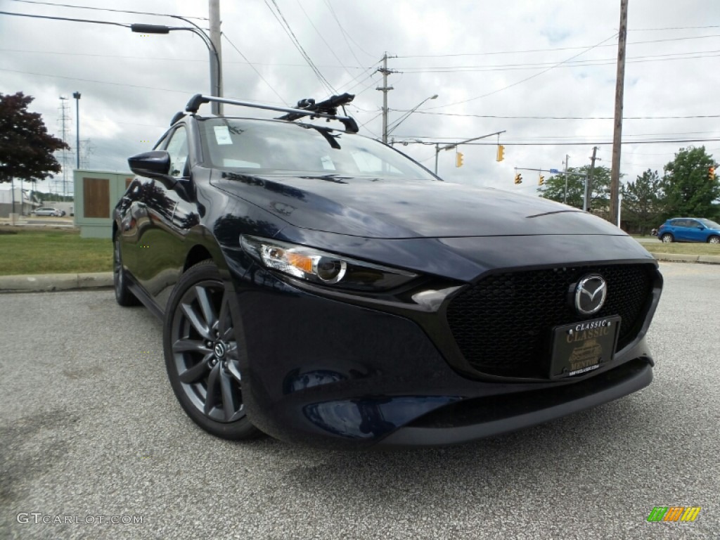 2019 MAZDA3 Hatchback - Deep Crystal Blue Mica / Greige photo #1