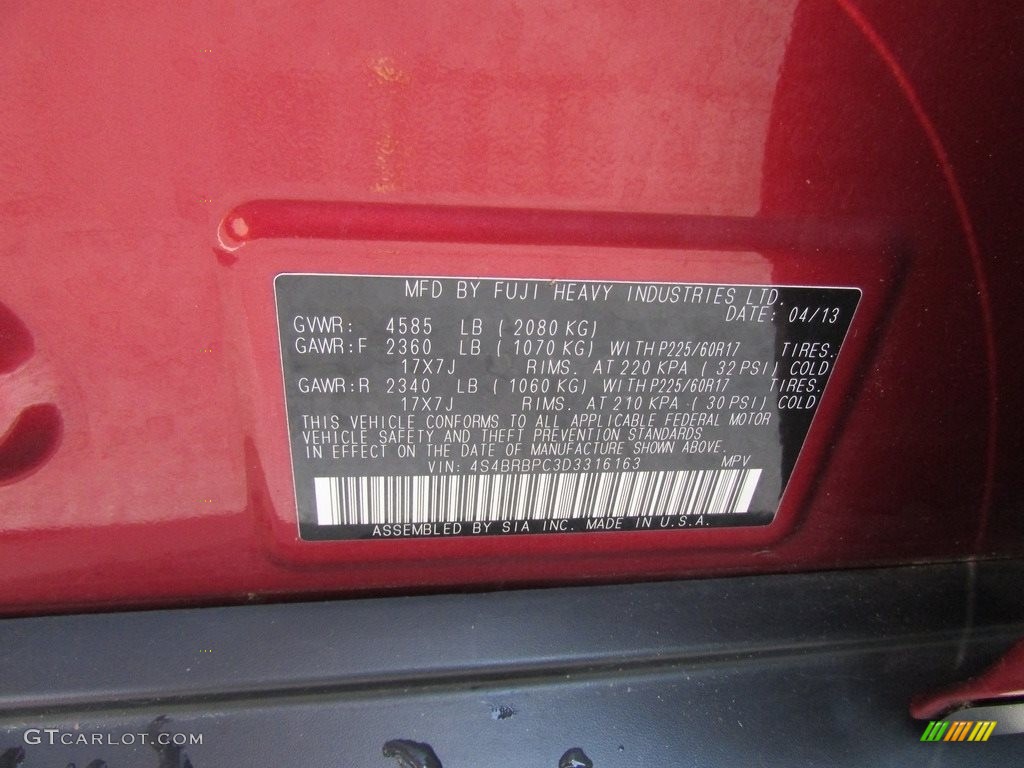 2013 Outback 2.5i Limited - Venetian Red Pearl / Warm Ivory Leather photo #29