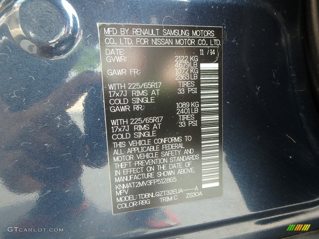 2015 Rogue SV AWD - Arctic Blue Metallic / Almond photo #20