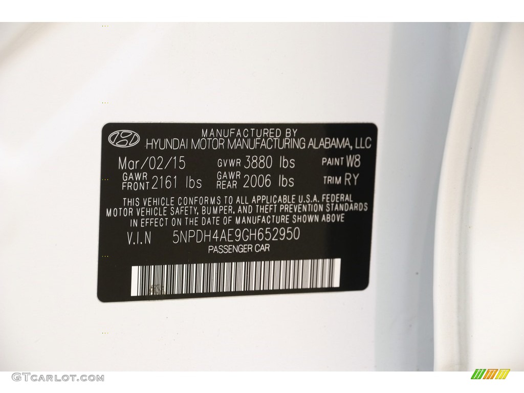 2016 Elantra Limited - White / Black photo #22