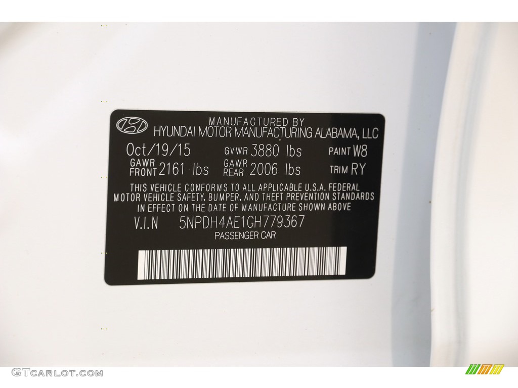 2016 Elantra Value Edition - White / Black photo #19