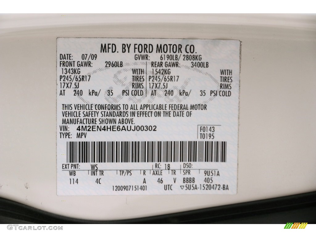 2010 Mountaineer V6 AWD - White Suede / Camel photo #20