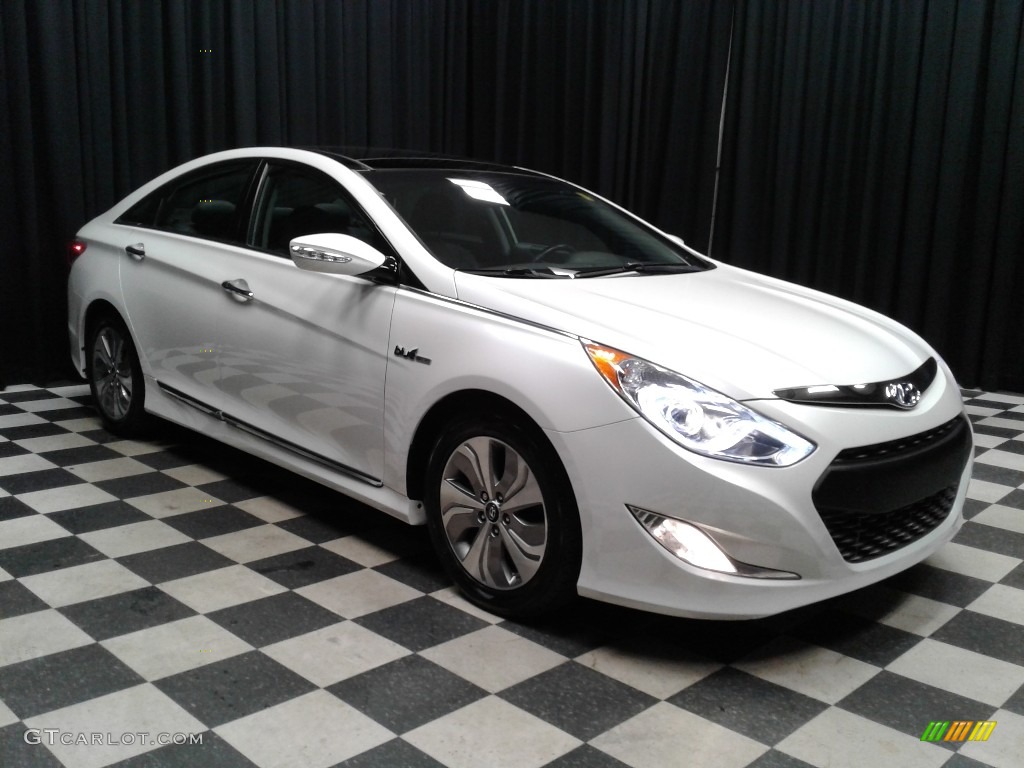2014 Sonata Hybrid Limited - Pearl White / Gray photo #4