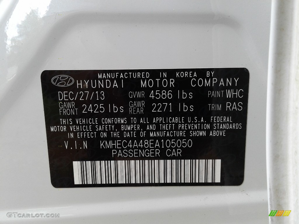 2014 Sonata Hybrid Limited - Pearl White / Gray photo #34