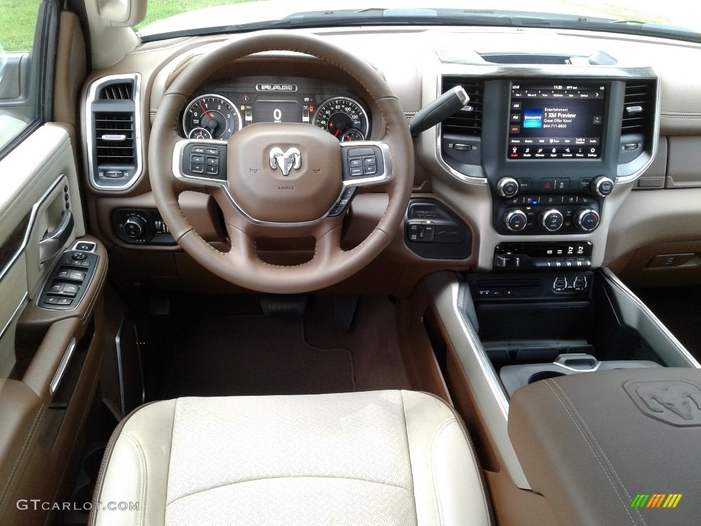 2019 3500 Laramie Longhorn Mega Cab 4x4 - Pearl White / Mountain Brown/Light Frost Beige photo #31