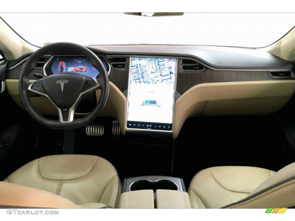 2013 Tesla Model S P85 Performance Tan Dashboard Photo #134335769