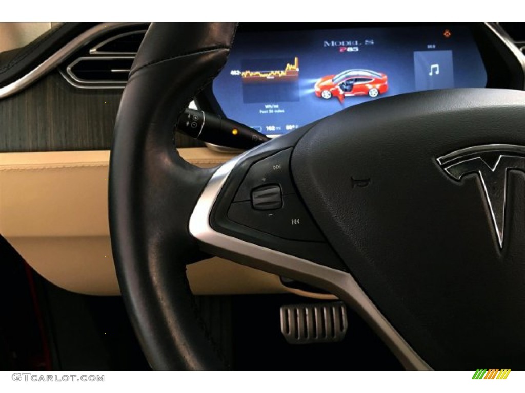 2013 Tesla Model S P85 Performance Tan Steering Wheel Photo #134335779