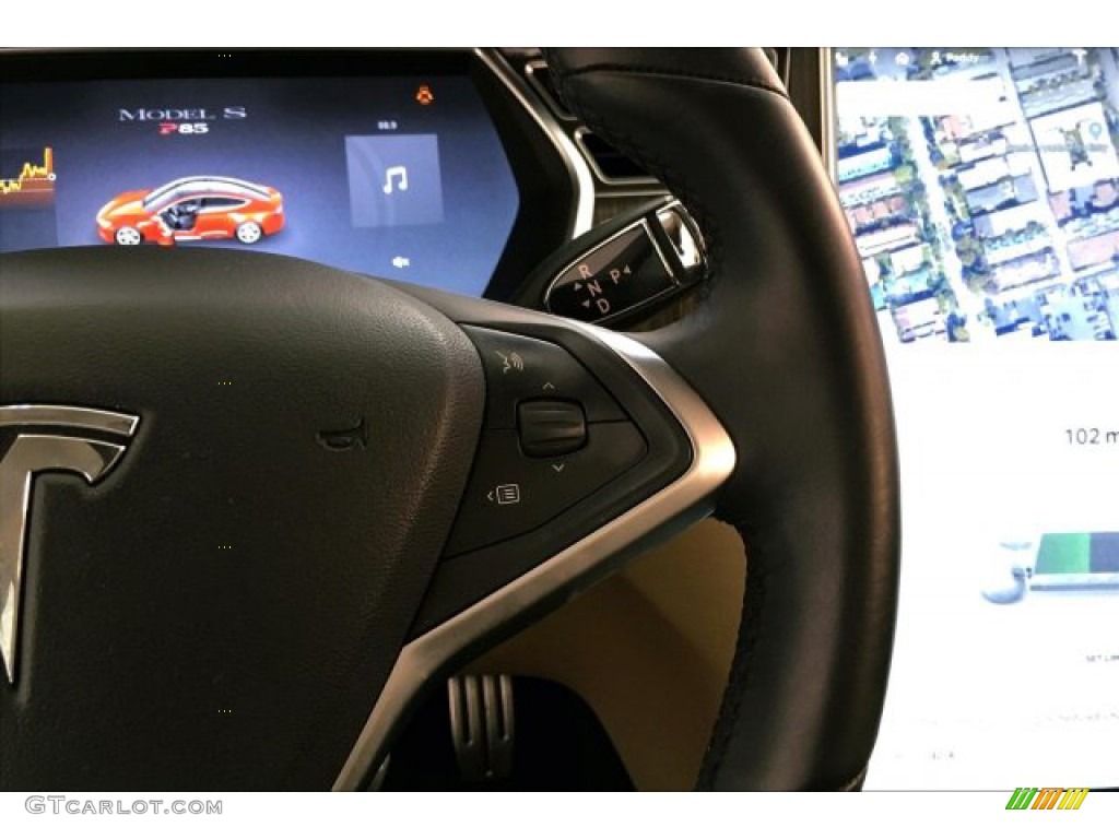 2013 Tesla Model S P85 Performance Tan Steering Wheel Photo #134335790