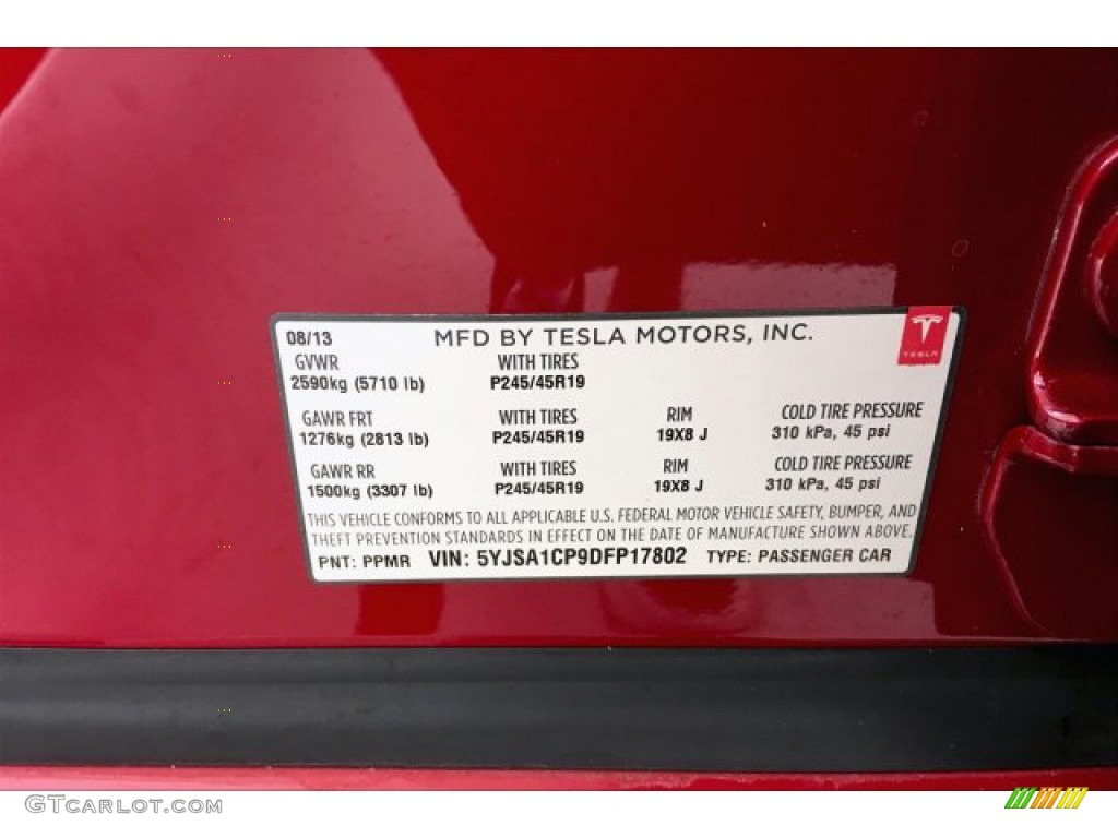 2013 Model S P85 Performance - Red Tesla Multi-Coat / Tan photo #24