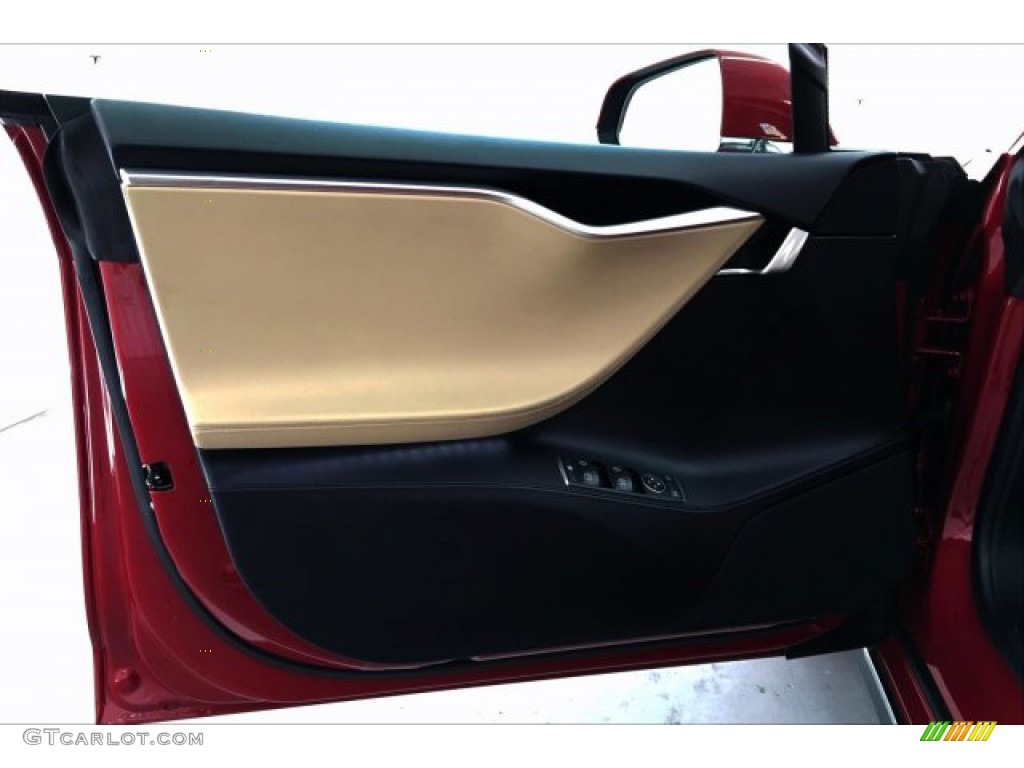2013 Tesla Model S P85 Performance Tan Door Panel Photo #134335847