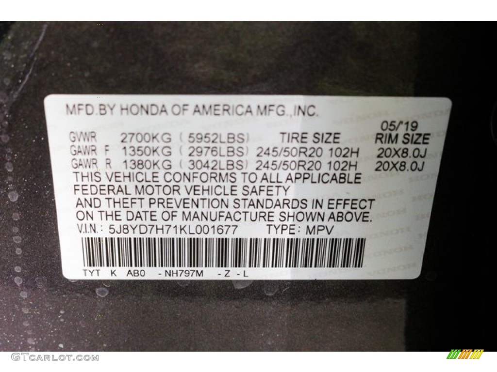 2019 MDX Color Code NH797M for Modern Steel Metallic Photo #134356041