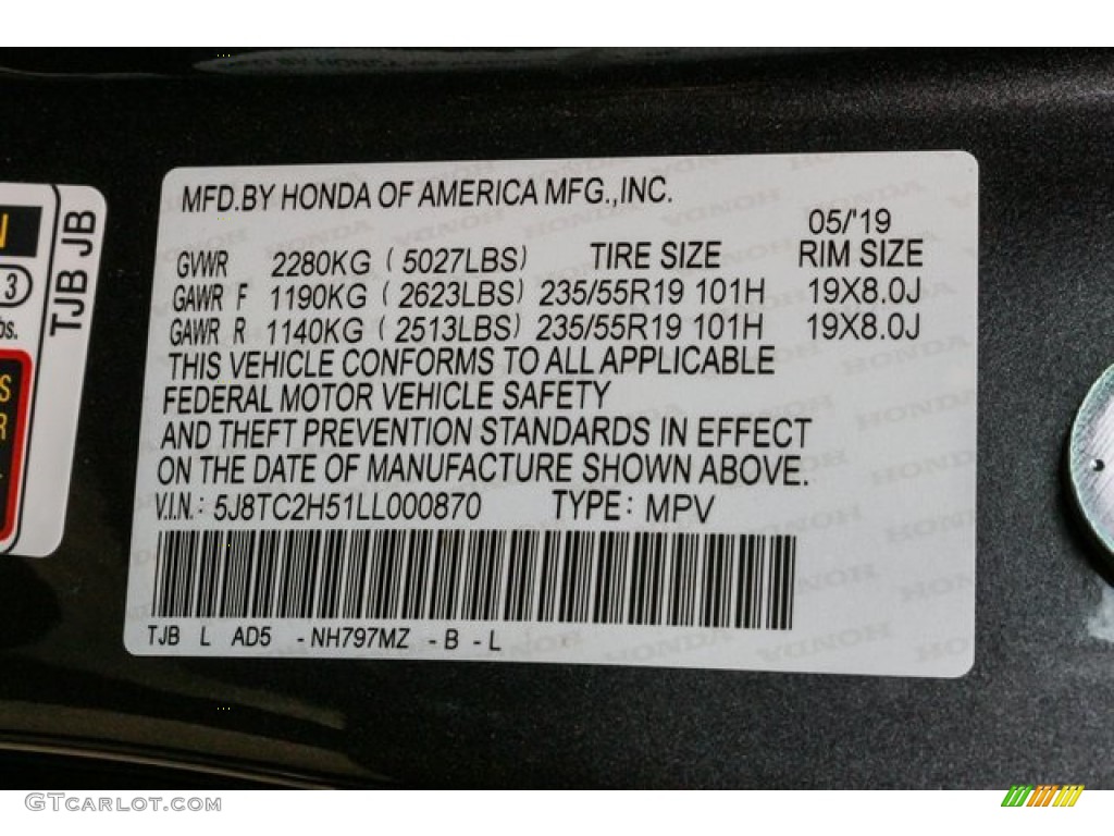 2020 RDX Color Code NH797MZ for Modern Steel Metallic Photo #134357415