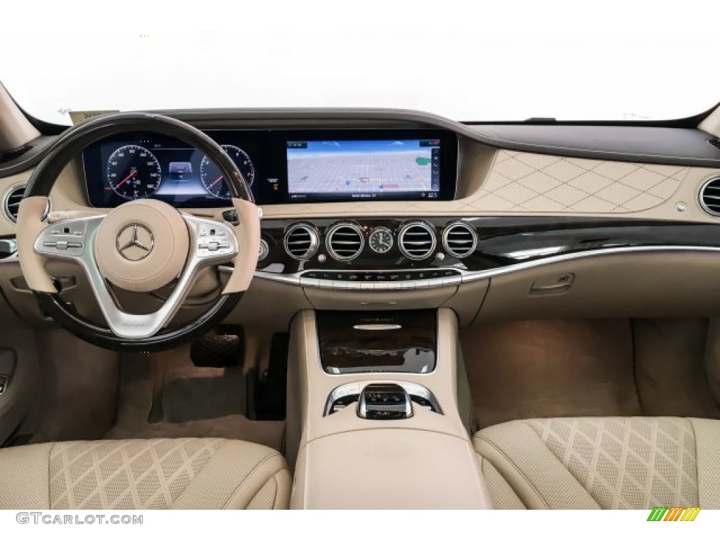 2018 Mercedes-Benz S Maybach S 560 4Matic Silk Beige/Espresso Brown Dashboard Photo #134369478
