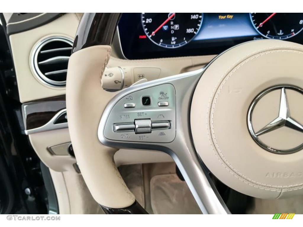 2018 Mercedes-Benz S Maybach S 560 4Matic Silk Beige/Espresso Brown Steering Wheel Photo #134369496