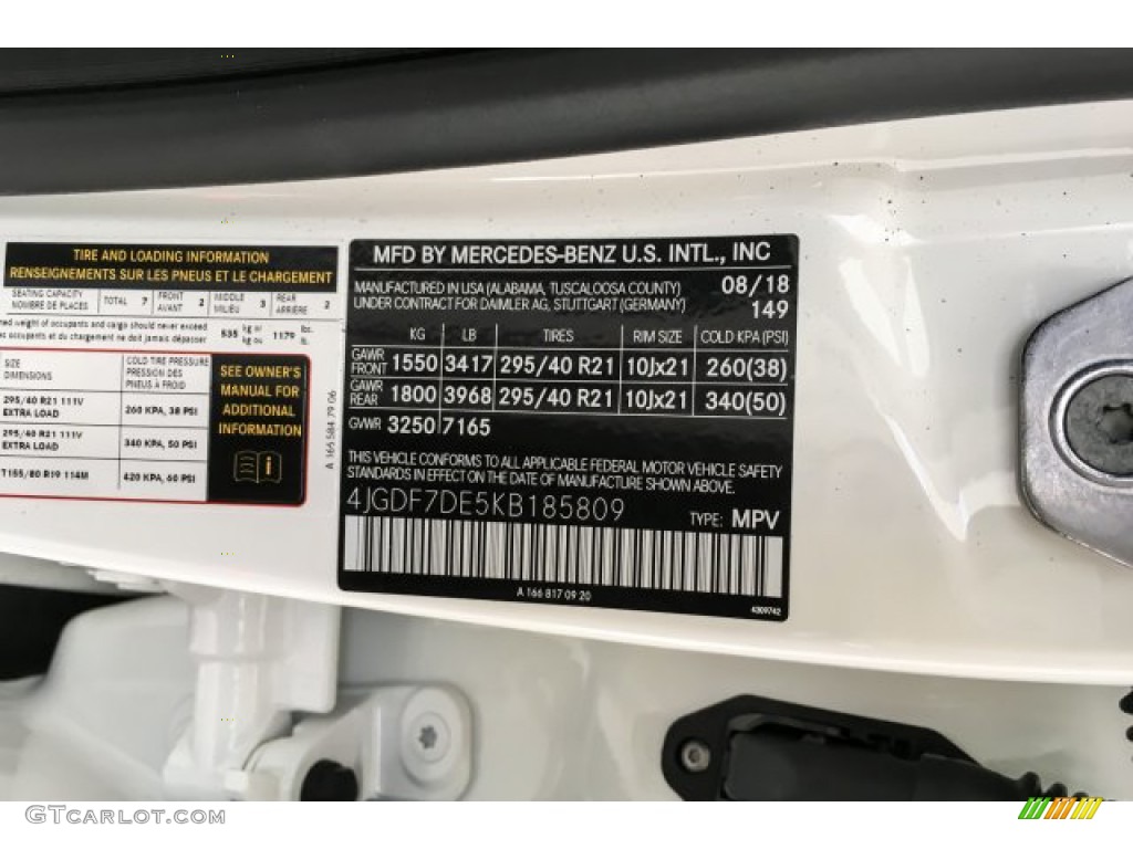 2019 GLS Color Code 149 for Polar White Photo #134370054