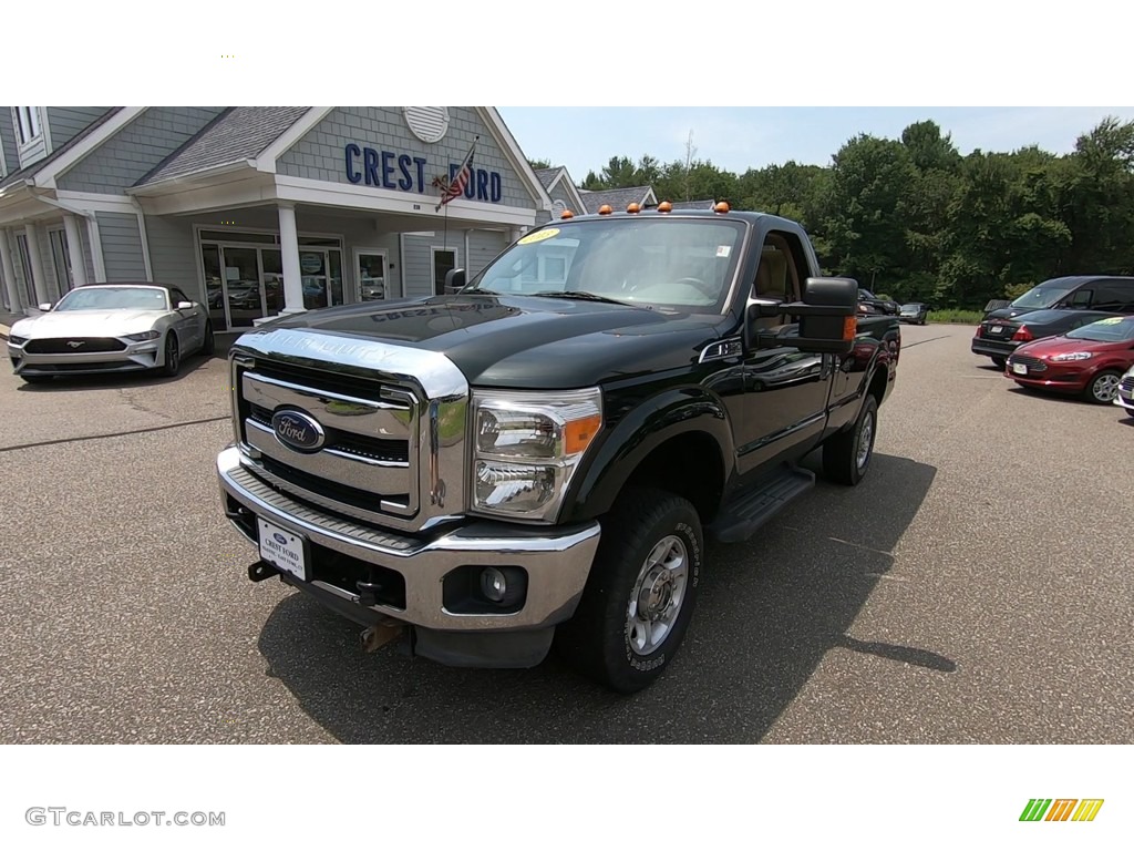 2013 F250 Super Duty XLT Regular Cab 4x4 - Green Gem Metallic / Steel photo #3