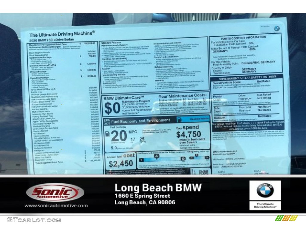 2020 7 Series 750i xDrive Sedan - Black Sapphire Metallic / Black photo #10