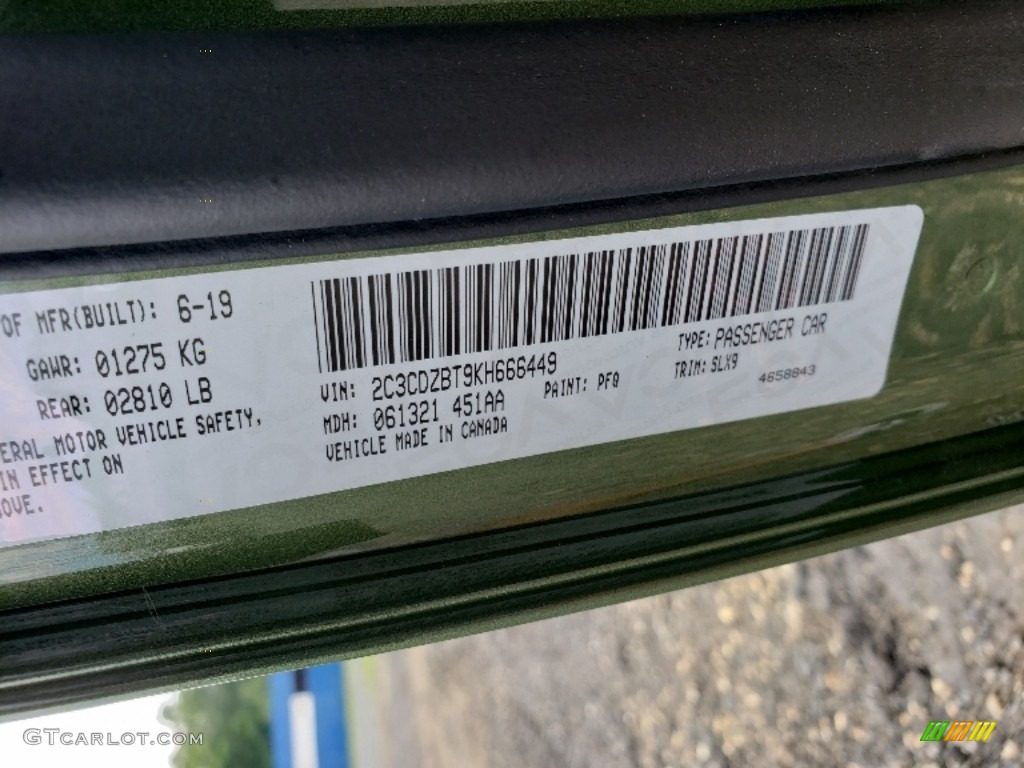 2019 Challenger Color Code PFQ for F8 Green Photo #134396254