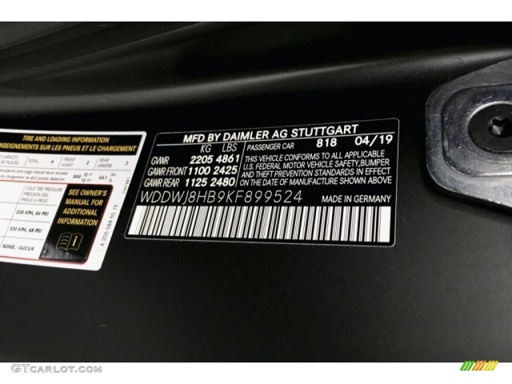 2019 Mercedes-Benz C AMG 63 S Coupe Color Code Photos