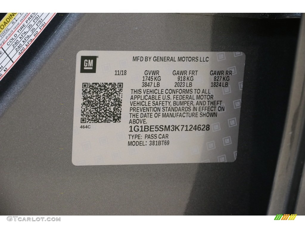 2019 Cruze LT - Satin Steel Gray Metallic / Jet Black/­Galvanized photo #21