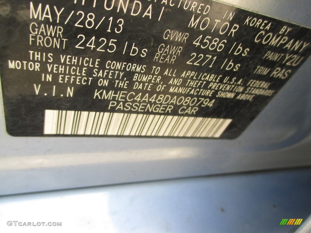 2013 Sonata Hybrid Limited - Blue Sky Metallic / Gray photo #24