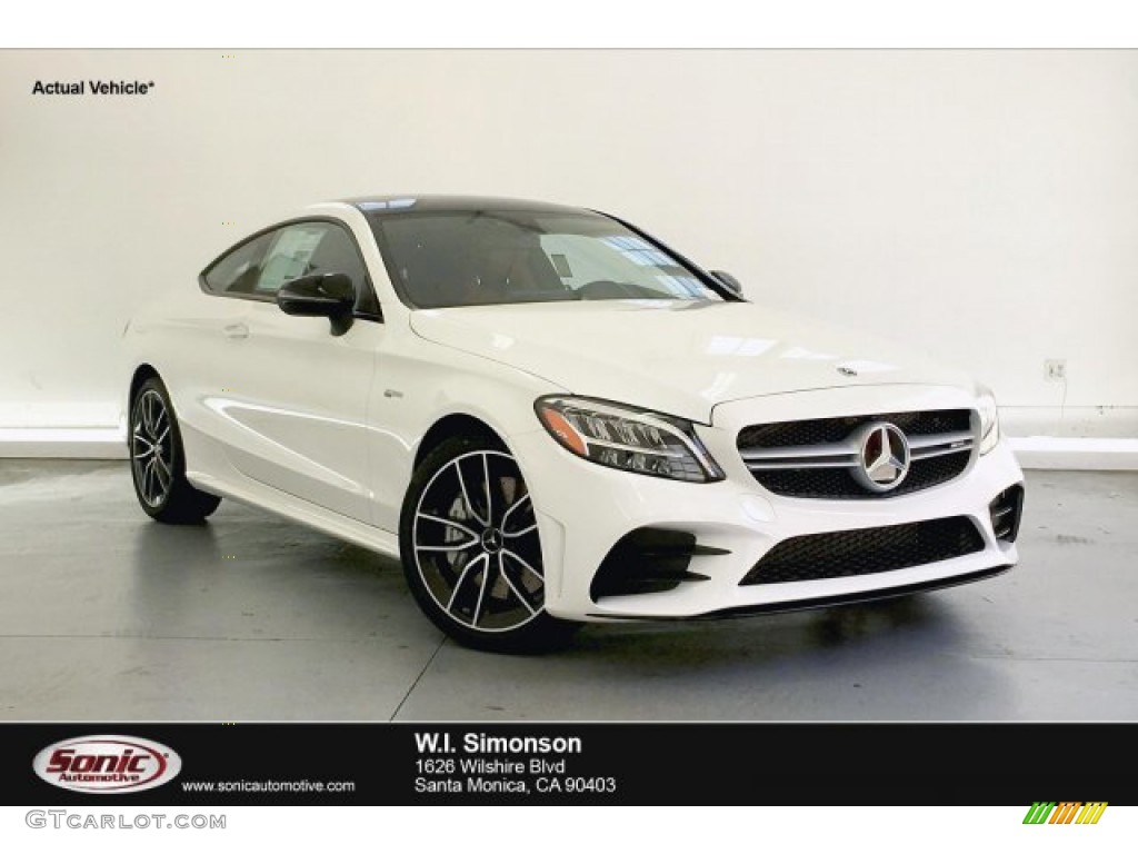 2019 C 43 AMG 4Matic Coupe - Polar White / Cranberry Red/Black photo #1