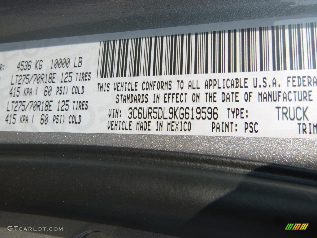 2019 2500 Color Code PSC for Billet Silver Metallic Photo #134463674
