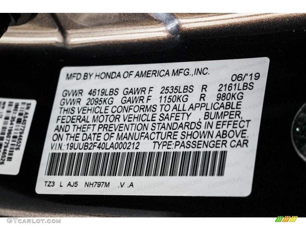 2020 TLX Color Code NH797M for Modern Steel Metallic Photo #134472095