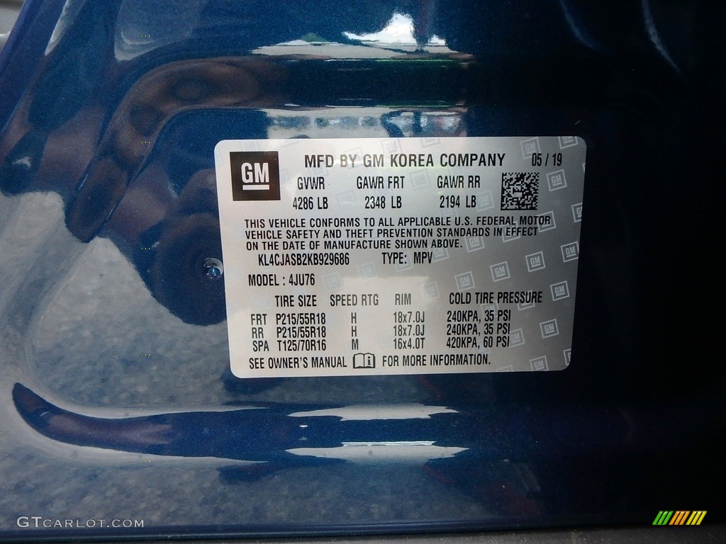 2019 Encore Preferred - Deep Azure Metallic / Ebony photo #11