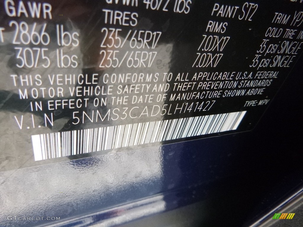 2020 Santa Fe Color Code ST2 for Stormy Sea Photo #134494418