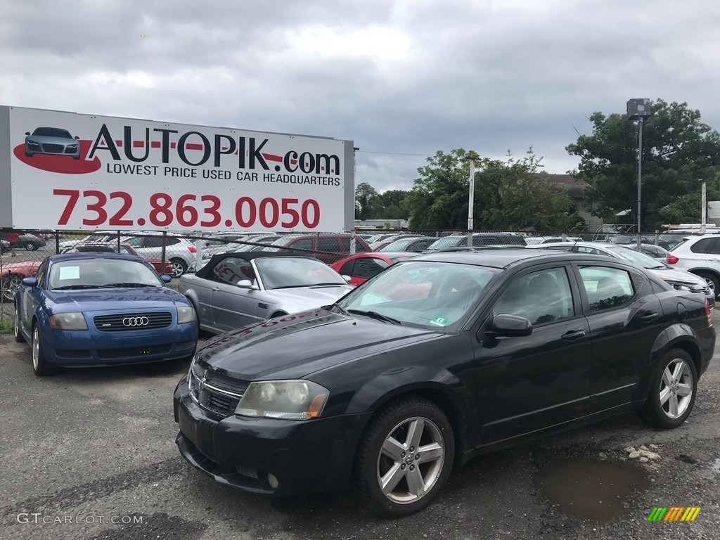 2008 Avenger R/T - Brilliant Black Crystal Pearl / Dark Slate Gray/Light Graystone photo #1