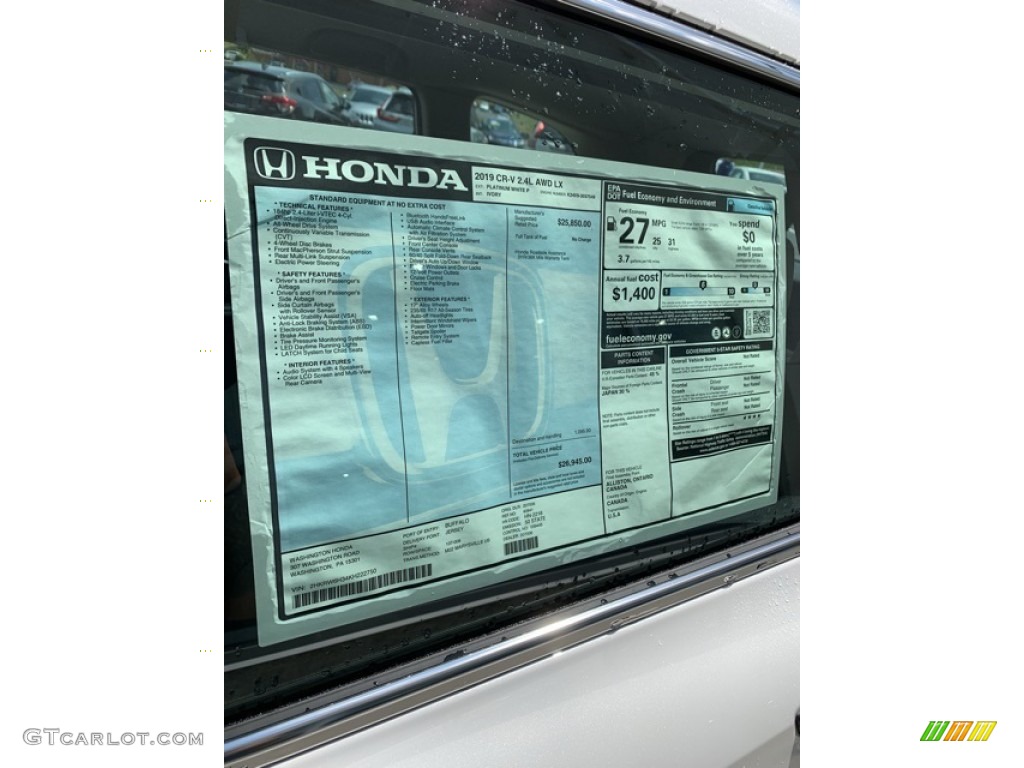 2019 CR-V LX AWD - Platinum White Pearl / Ivory photo #15