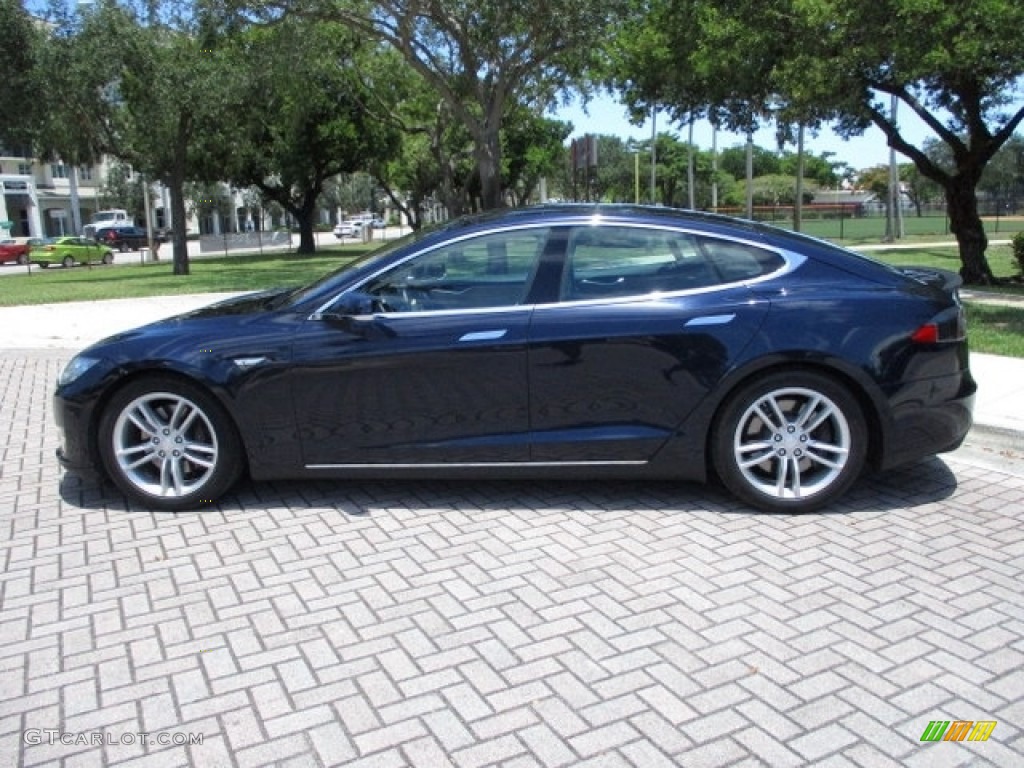 2013 Model S P85 Performance - Blue Metallic / Tan photo #3